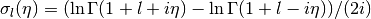 \sigma_l(\eta) = (\ln \Gamma(1+l+i\eta)-\ln \Gamma(1+l-i\eta))/(2i)