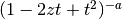 (1-2zt+t^2)^{-a}