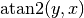 \mathrm{atan2}(y, x)