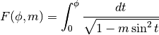 F(\phi,m) = \int_0^{\phi} \frac{dt}{\sqrt{1-m \sin^2 t}}