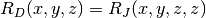 R_D(x,y,z) = R_J(x,y,z,z)