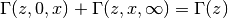 \Gamma(z,0,x) + \Gamma(z,x,\infty) = \Gamma(z)